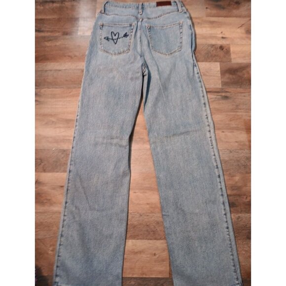 Hollister 90sJeans Womens Distressed Embroided High Rise Dad‎ Jean Stretch Denim - Picture 9 of 12